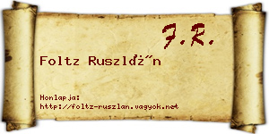 Foltz Ruszlán névjegykártya